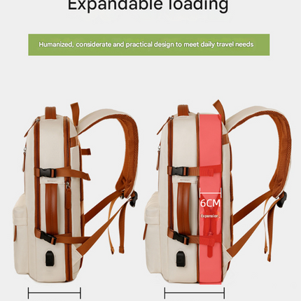 Grey Expandable Laptop Backpack with USB Port - Stylish Travel & Business Daypack