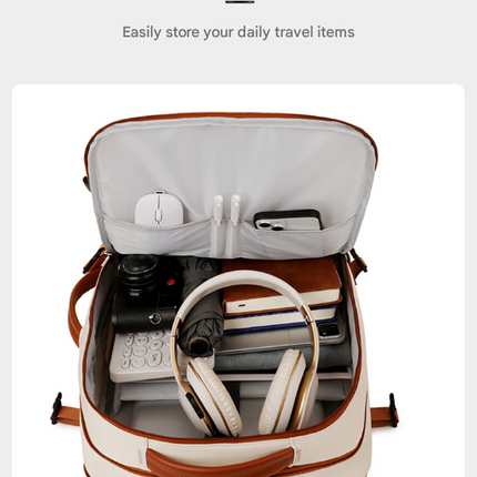 Grey Expandable Laptop Backpack with USB Port - Stylish Travel & Business Daypack