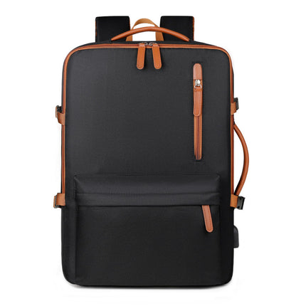 Black Expandable Laptop Backpack with USB Port - Stylish Travel & Business Daypack