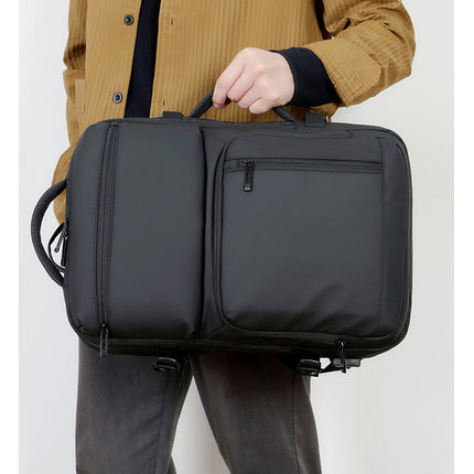 Black Expandable Business Travel Backpack with USB Charging Port - Water-Resistant Laptop Bag for Commuting & Carry-On