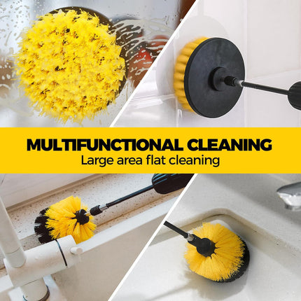 Yellow and Black  6 Pack Drill Brush Power Scrubber Cleaning Brush Extended Long Attachment Set All Purpose Drill Scrub Brushes Kit for Grout, Floor, Tub, Shower, Tile, Bathroom and Kitchen Surface