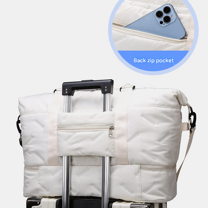 Grey Stylish Quilted Duffel Bag for Travel & Gym - Large Capacity Weekender with Shoe Compartment and Wet Pocket