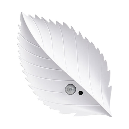 White Leaf-Shaped LED Motion Sensor Night Light - USB Rechargeable Wireless Wall Lamp with Remote Control