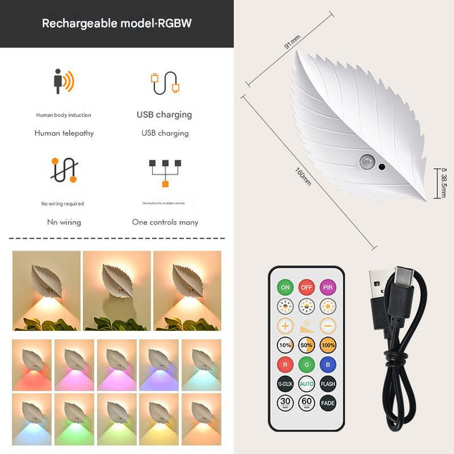 White RGB Color-Changing Leaf LED Night Light