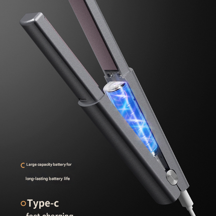 Purple Compact Cordless Hair Straightener - Portable 2-in-1 Mini Flat Iron, USB-C Rechargeable for Travel & Touch-ups