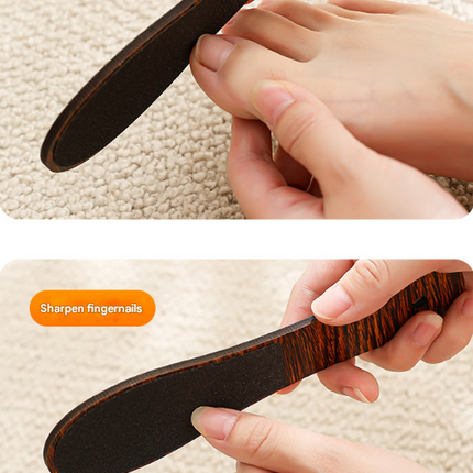 Khaki Professional Pedicure Foot File 10-Pack - Double-Sided Callus Remover with Wooden Handle