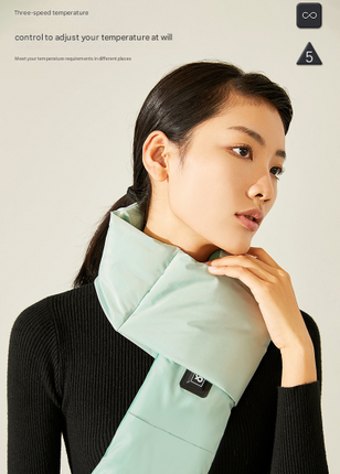 Light Green USB Electric Heated Scarf - Portable Puffer Neck Warmer with 3-Level Heat Control for Winter