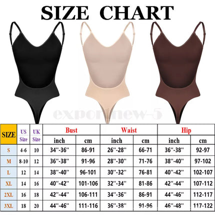 2 Pcs Size S Black Seamless Backless Bodysuit Shapewear - Deep U-Plunge Tummy Control Thong Shaper
