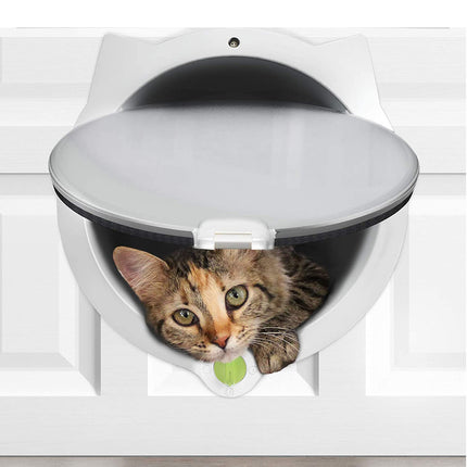Black 4-Way Locking Cat Flap Door - Pet Entry Portal for Interior Doors, Walls & Cabinets