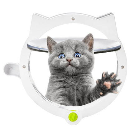 Black 4-Way Locking Cat Flap Door - Pet Entry Portal for Interior Doors, Walls & Cabinets