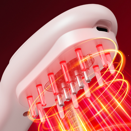Pink Rechargeable Electric Scalp Massager with Red & Blue Light Therapy - Hair Oil & Serum Applicator Comb(Not containing essential oils)