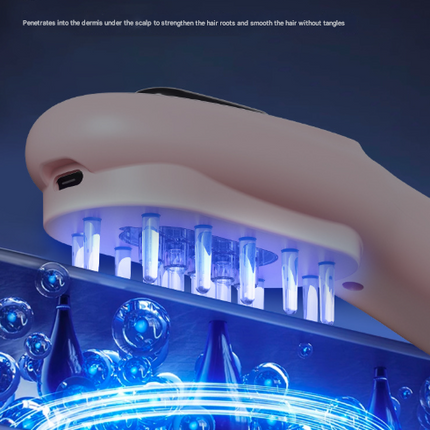 Black Rechargeable Electric Scalp Massager with Red & Blue Light Therapy - Hair Oil & Serum Applicator Comb(Not containing essential oils)