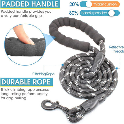 Black 3-in-1 Tangle-Free Dog Leash for 1-3 Dogs - Heavy Duty Bungee Coupler with Reflective Stitching & Padded Handle