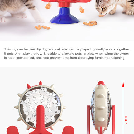 Blue Interactive Pet Treat Dispenser - Spinning Wheel Food Puzzle Toy for Cats & Dogs with Suction Cup Base
