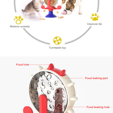 Green Interactive Pet Treat Dispenser - Spinning Wheel Food Puzzle Toy for Cats & Dogs with Suction Cup Base