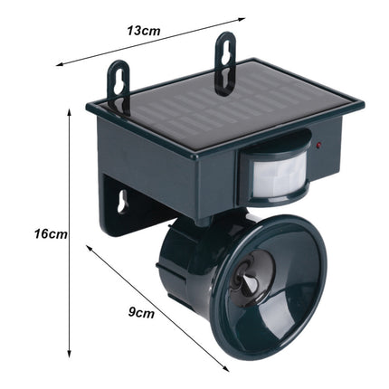 Dark Green Solar Powered Ultrasonic Animal Repeller - Motion Activated Outdoor Pest Deterrent for Garden