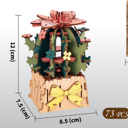 DIY 3D Wooden Cactus Puzzle Toy - Colorful Kids' Craft Set