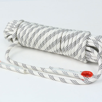 White 10mm Double Hook Climbing Rope Set - 10m Durable Outdoor Safety Rescue Cord
