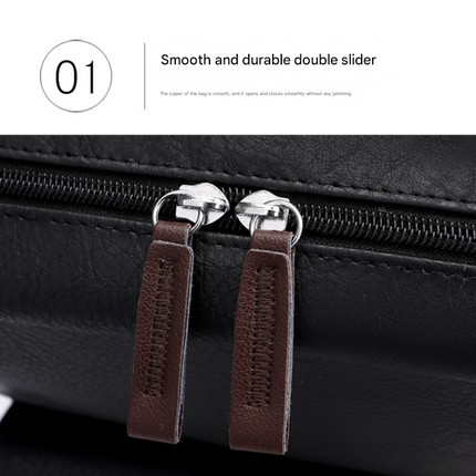 Dark Brown Large-Capacity PU Leather Backpack - Stylish Business & Travel Companion