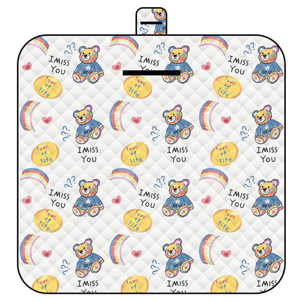 Rainbow Bear Thick Waterproof Foldable Picnic Mat - 150x200cm for Camping & Beach