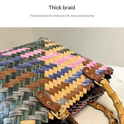 Black-coated Dog Vintage Striped Dachshund Woven Tote Bag - Stylish Hand-Carry Beach Bag for Women