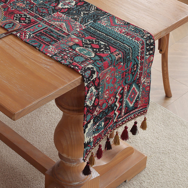 Oil Painting Medal American Retro Jacquard Embroidered Table Runner