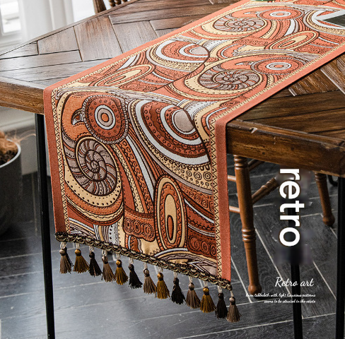 Retro American Retro Jacquard Embroidered Table Runner
