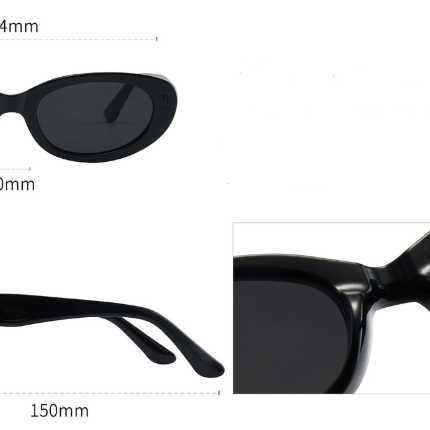 2PCS Black Green Texture Retro Oval Cat-Eye Sunglasses - Chic Influencer-Style Shades