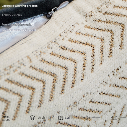 Black-beige 2PCS Luxe Thick Chenille Herringbone Pillow Cover - Solid Color Square Lumbar Pillow