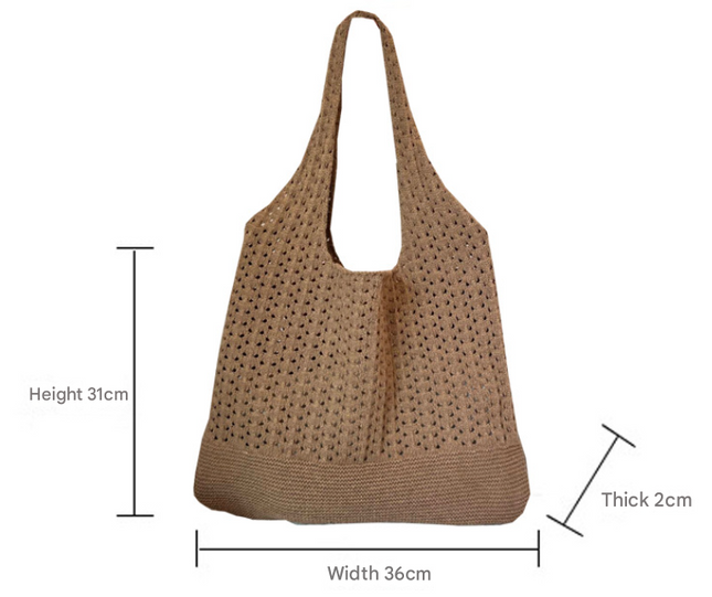 White Handwoven Knitted Tote Bag – product detail