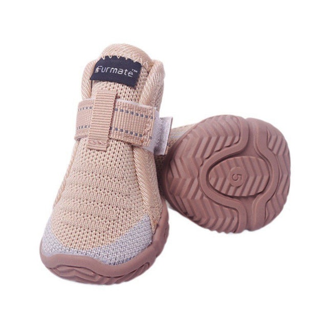 1 Khaki Breathable Woven Dog Shoes for Small to Medium Dogs