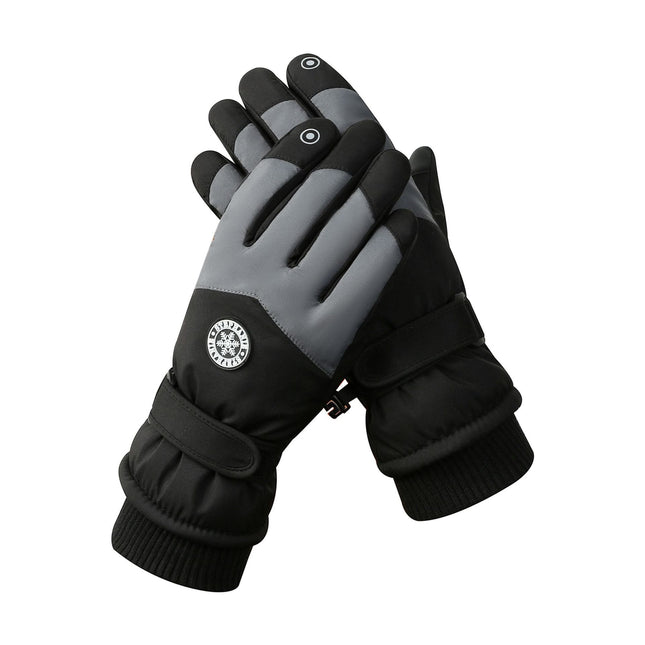 Men's Black-grey Color Combination Top-Rated Waterproof Touchscreen Ski Gloves