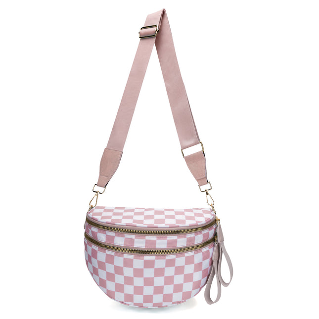 Pink Checkered Trendy Sling Bag