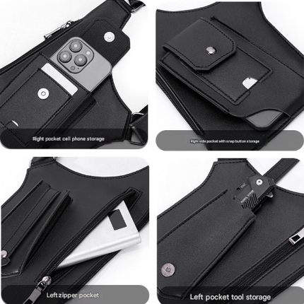 Brown Tactical Underarm Shoulder Holster Bag - Anti-Theft Double Pouch Vest Pack for Men