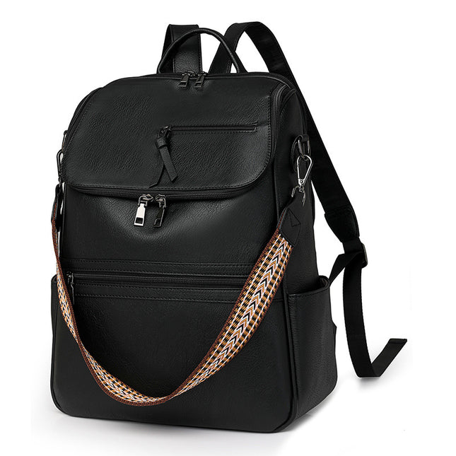 Black Stylish Anti-Theft Backpack for Women