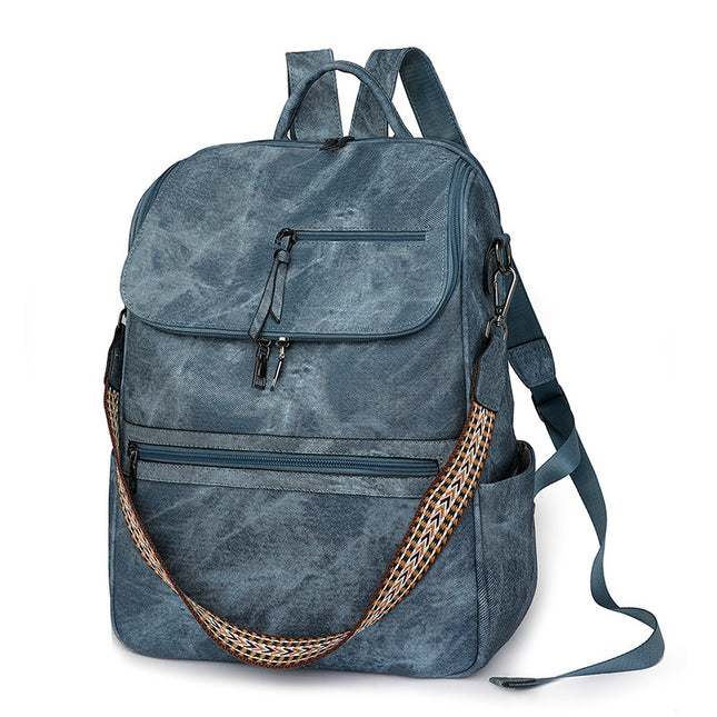 Blue Stylish Anti-Theft Backpack for Women