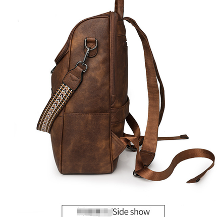 Blue Stylish Anti-Theft Backpack for Women - Vintage PU Leather Convertible Rucksack & Shoulder Bag