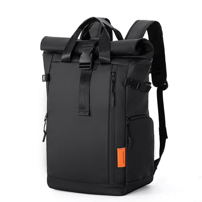 Black Urban Explorer Roll-Top Backpack