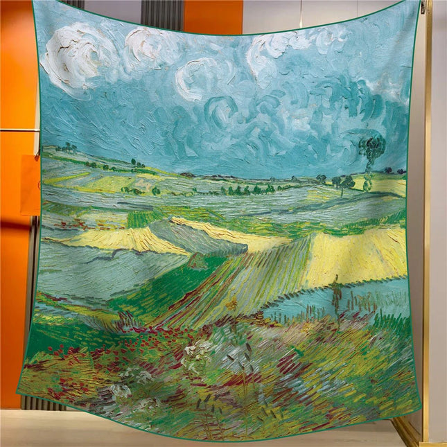 Wheat Fields Under Dark Clouds Elegant Artistry Shawl
