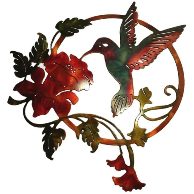 Red Set of 2 Round Metal Wall Art