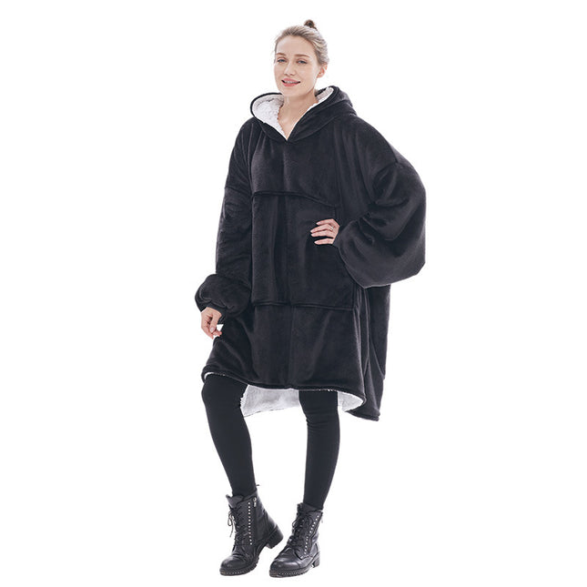 Black Oversized Wearable Blanket Hoodie