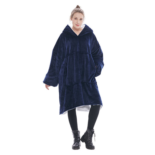 Navy Blue Oversized Wearable Blanket Hoodie