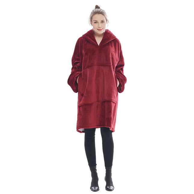 Wine Red Oversized Wearable Blanket Hoodie