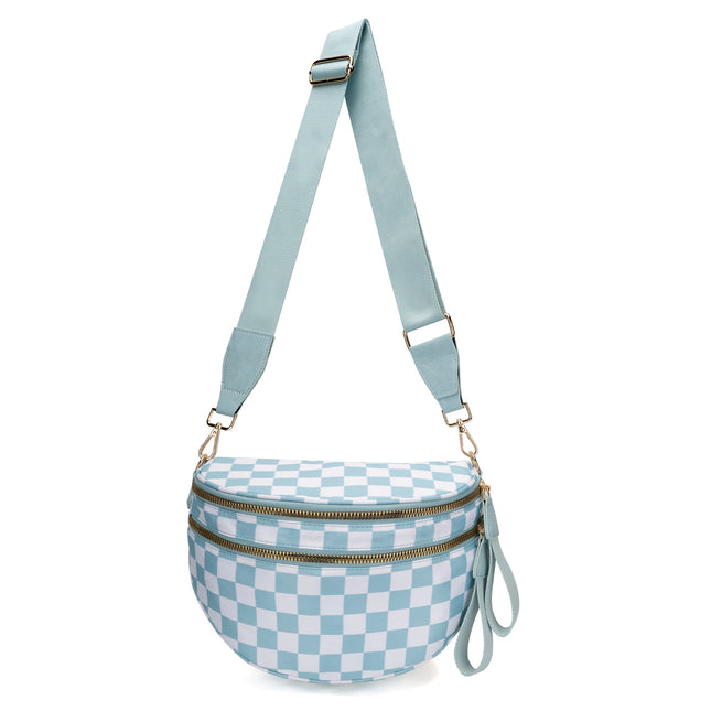 Blue Checkered Trendy Sling Bag