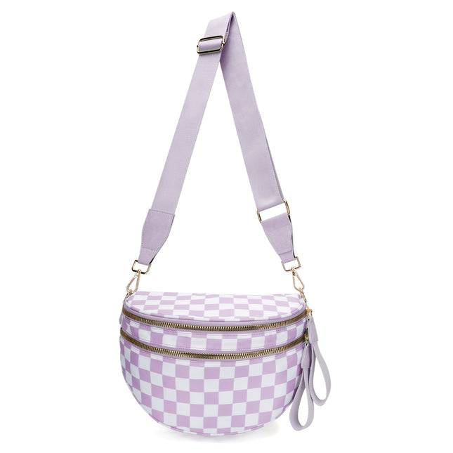 Light Purple Checkered Trendy Sling Bag