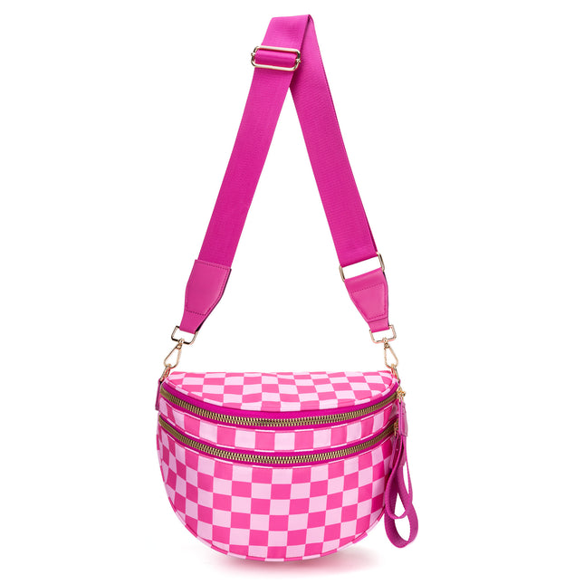 Rose Red Checkered Trendy Sling Bag