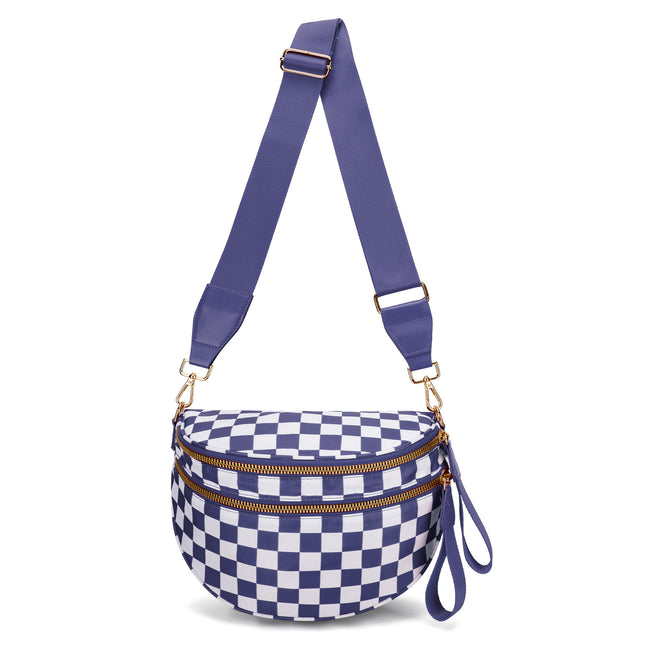 Dark Purple Checkered Trendy Sling Bag
