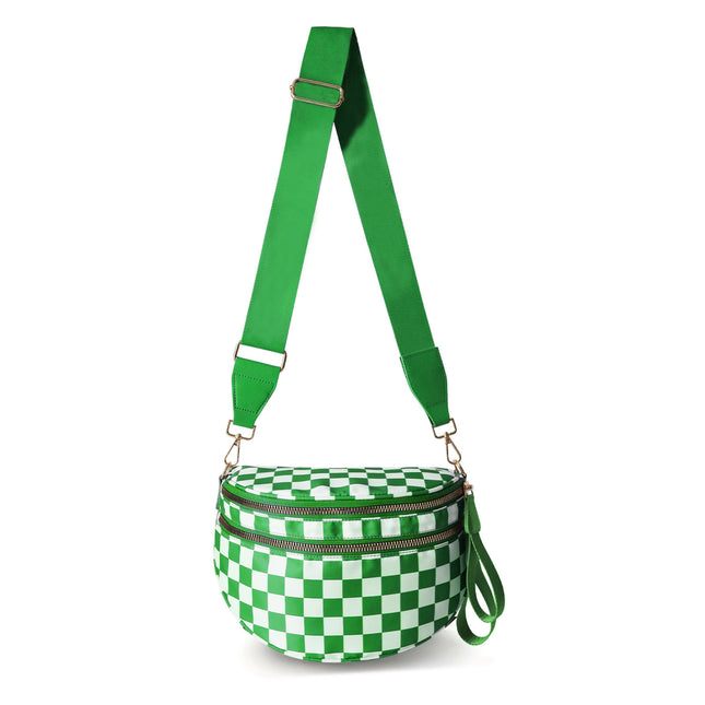 Green Checkered Trendy Sling Bag