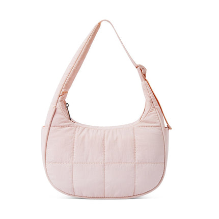 light-root Colour Trendy Nylon Puffer Shoulder Bag for Women - Lightweight Large Capacity Underarm Tote