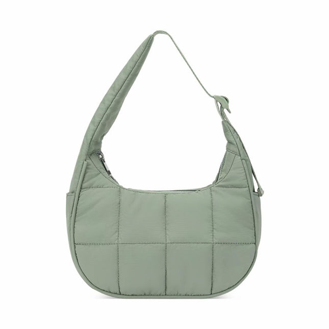 Green Trendy Nylon Puffer Shoulder Bag for Women